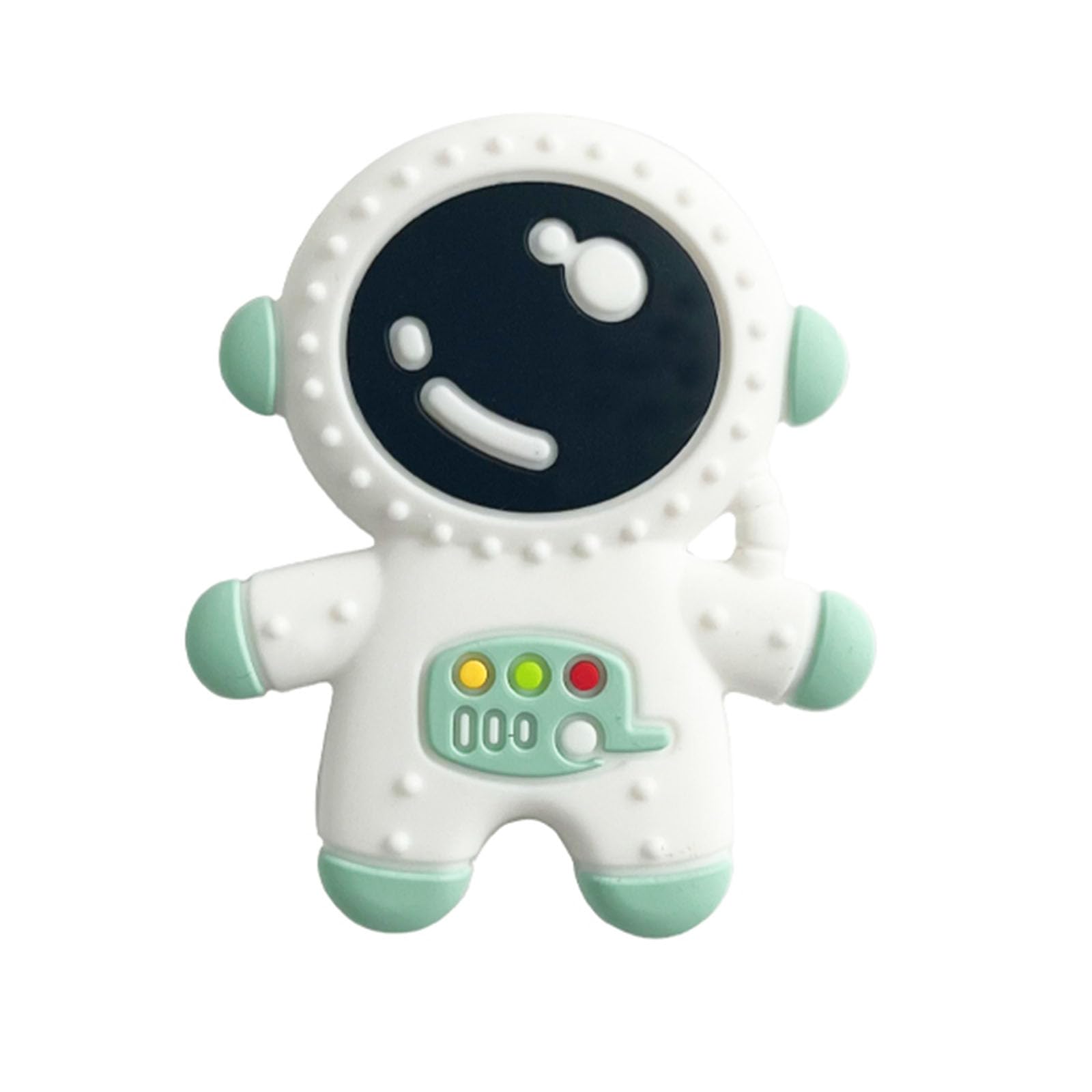 Cuxnoo Baby Teething Spaceman Toy for 3+ Months Infants Sucking, Food Grade Silicon Astronaut Styling Teether, BPA Free (Cyan)