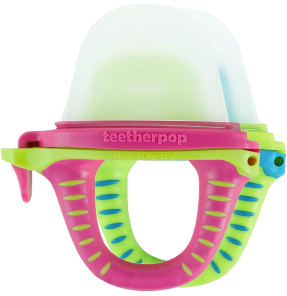 Teetherpop Fillable Silicone Teether for Babies (2-Pack) - Breastmilk Popsicle Molds for Teething w/Spill-Proof Sippy Slits - Fr