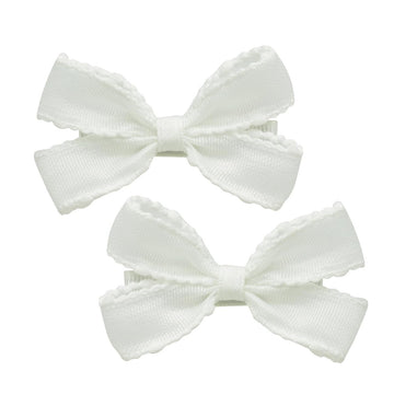 2Pcs Off White 2.7    Pigtail Hair Bows for Little Girl Summer Bow Spring Bow (M-off white hair clips)
