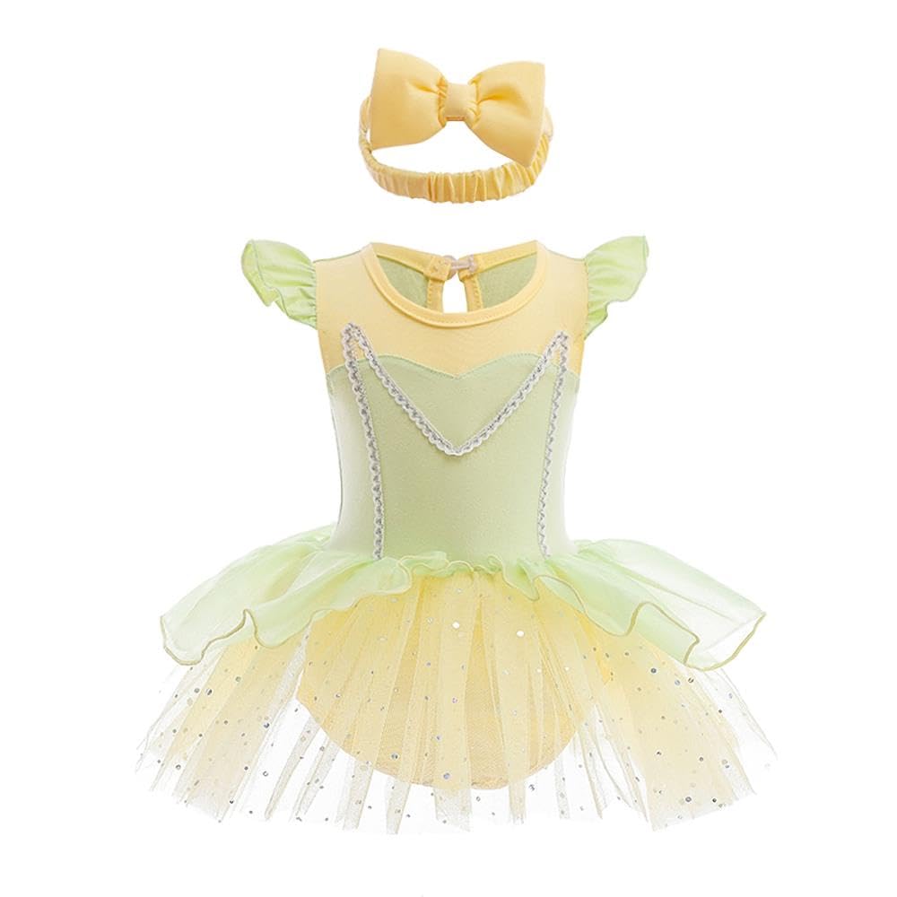 Dressy Daisy Infant Baby Girl Frog Princess Onesie Romper Dress Halloween Costume Bodysuit With Headband Size 12-18 Months