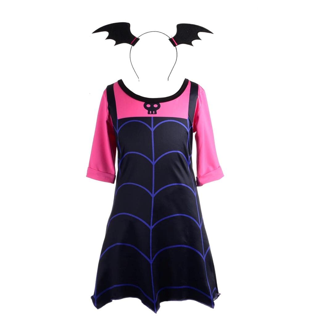 Dressy Daisy Little Girls Dress Up Boo-Tiful Halloween Costume Fancy Party Vampire Outfit Set with Head band Size 6X-8, A