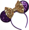 Clgift Rapunzel Inspired Minnie Ears, Tangled Minnie Ears, Princess Rapunzel (Purple Gold Bow)