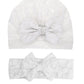 Lace Bow Headband Turban For Baby Girls Lace Beanie Cap Baby Lace Bowknot Hat Jbc18 (2 Pcs-White)