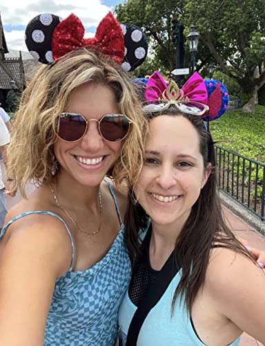 Clgift Iridescent Rainbow Sparkle Mouse Ears, Sequin Minnie Ears In Various Colors