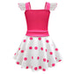 Garperkids Girls Bo Peep Costume For Kids Flutter Sleeve Princess Polka Dot Dress Summer Square Neck Flounce Hem Casual Dress Pa