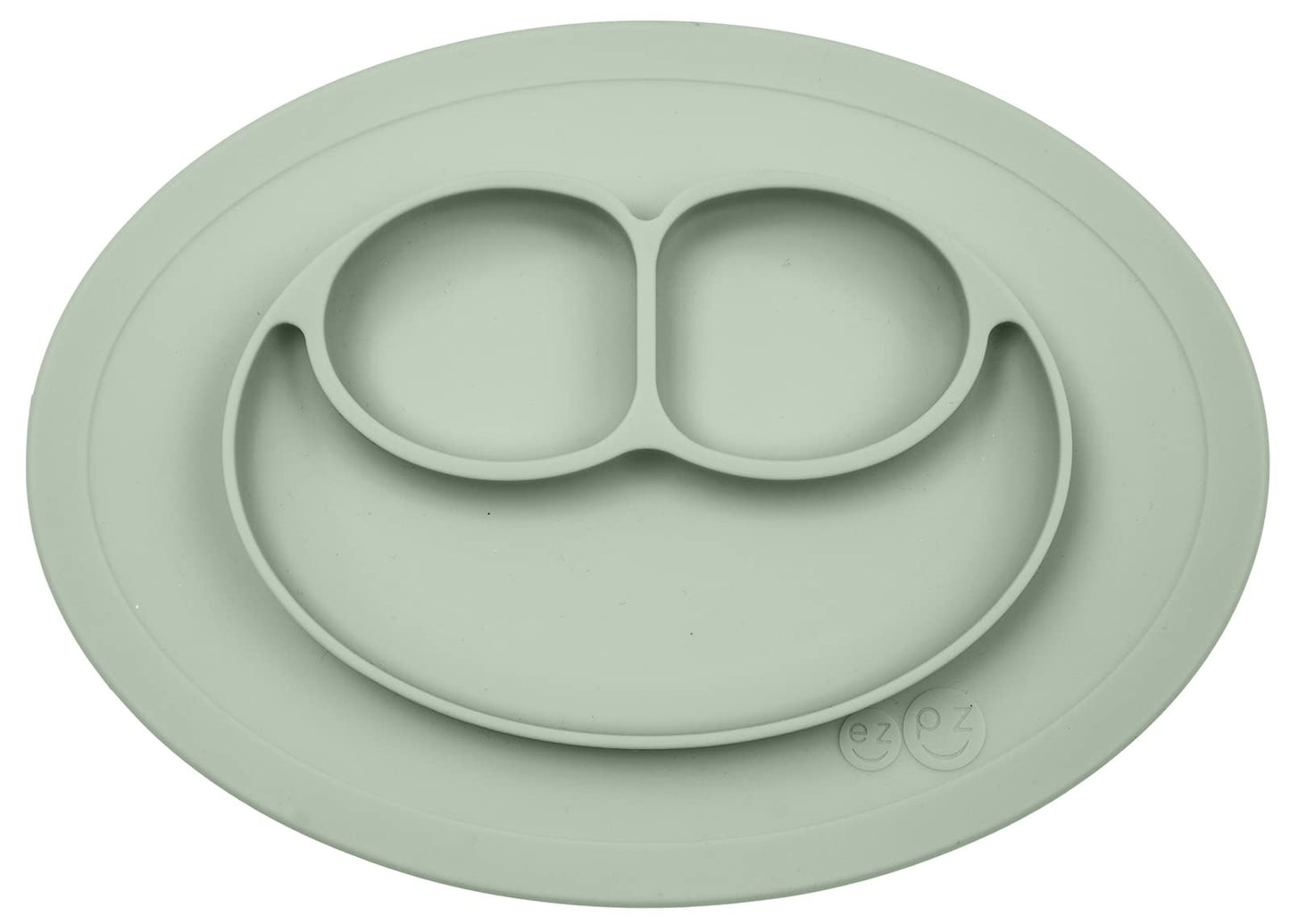 ezpz Mini Mat for 12 Months+ (Sage) - 100% Silicone Placemat + Plate with Suction for Infants + Toddlers - Supports Baby-Led Wea