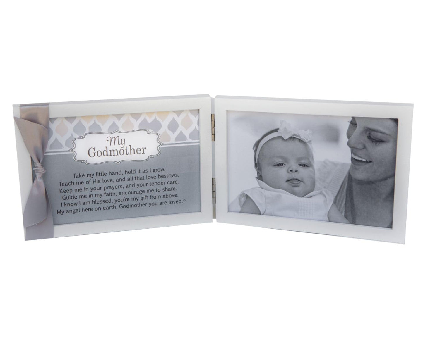 My Godmother, You Are Loved Poem White Double Hinged 4 X 6 Photo Frame With Ribbon