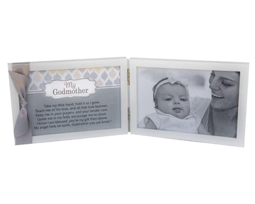 My Godmother, You Are Loved Poem White Double Hinged 4 X 6 Photo Frame With Ribbon