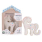 Tikiri Fairytales Cotton Candy Unicorn Natural Rubber Rattle with Crinkle Tail (White)