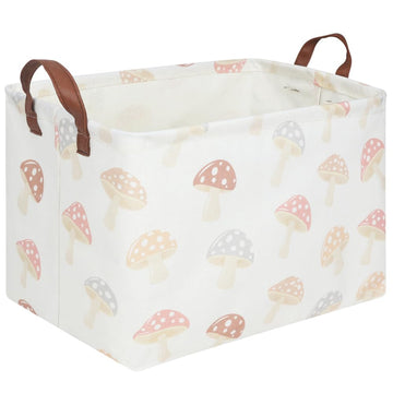 Fxocshe Rectangular Baby Laundry Basket,Mushroom Basket,Collapsible Waterproof Kids Toys Storage Baskets,Kids Gift Basket,Toy Bi