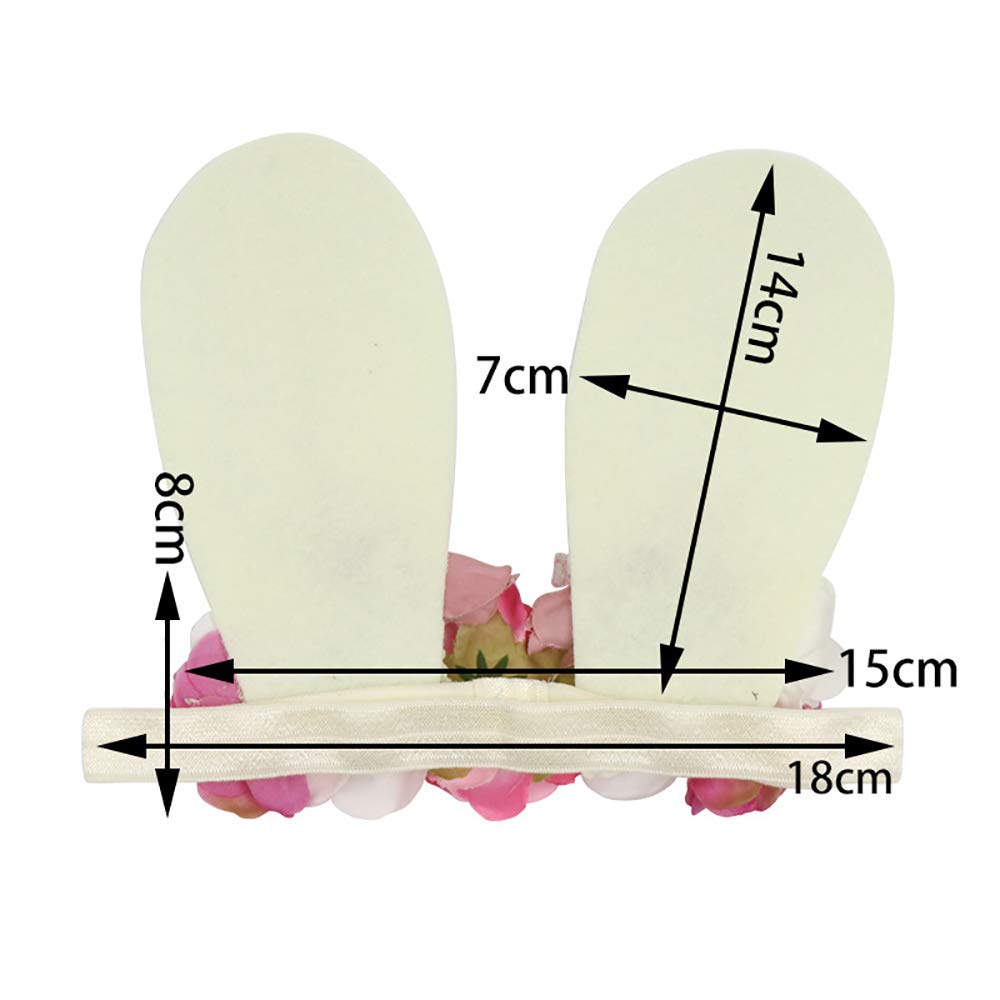 Girls Spring Baby Easter Bunny Ears Headband Birthday Flower Crown Woodland Floral Head Piece (Big Beige Rabbit Ears)