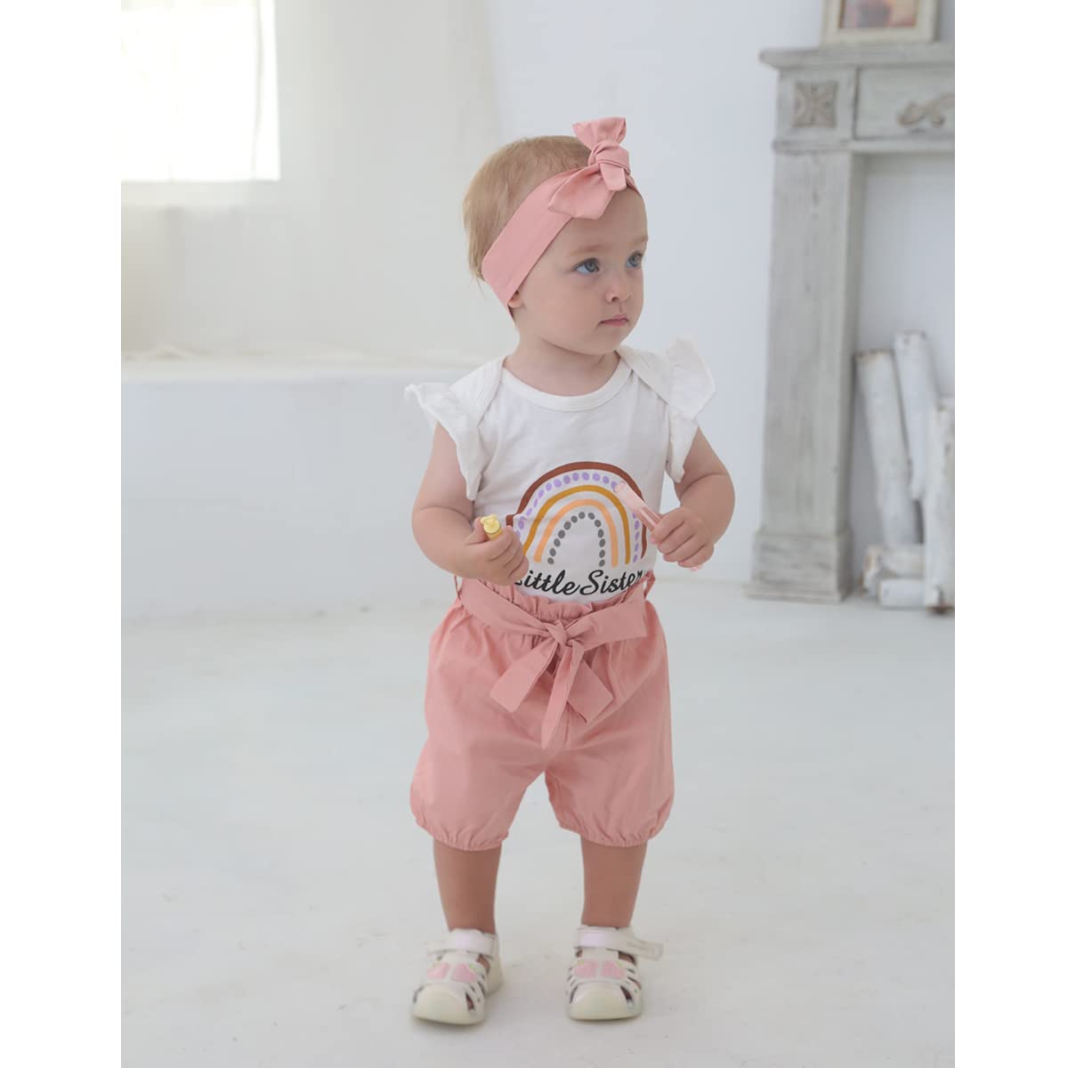Birthday Shark Big Sister Little Sister Matching Outfits Matching Sister Outfits Matching Outfits For Girls (Pink-Little Sister,