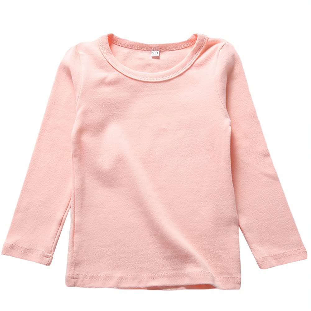 Kisbini Unisex Girls 100% Cotton Long Sleeve T-Shirt Top Tees Pink 7 – Cutebabyb WBBAPB076KBF1T4