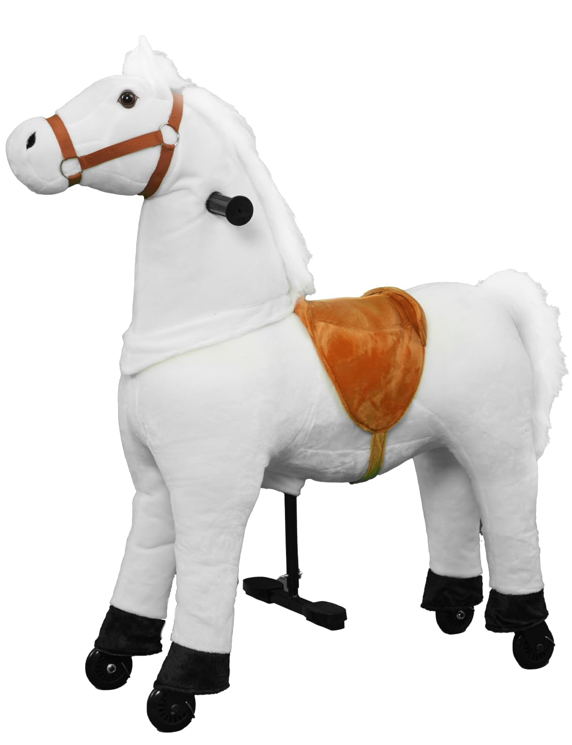 Ride on Horse,Horse Ride on Toy for Kids, Riding White Horse Mechanical Walking Action Plush Animal for 4 Years to 9, No Battery