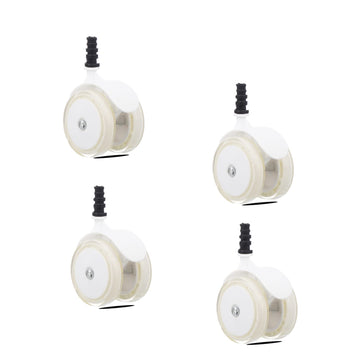 Baby Walker Wheels Replacement Parts, 2 Plastic Rubber Wheels Casters, Removable, Safe for All Floors,Set of 4 (White)