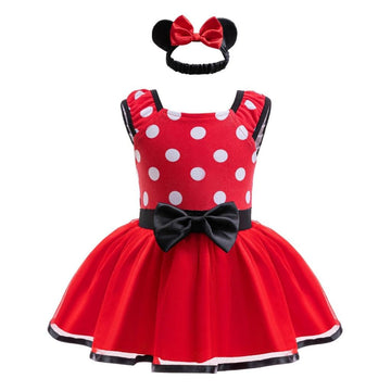 Dressy Daisy Infant Baby Girls Polka Dots Romper Costume Onesie Dress Bodysuit with Headband Size 6-9 Months, Red