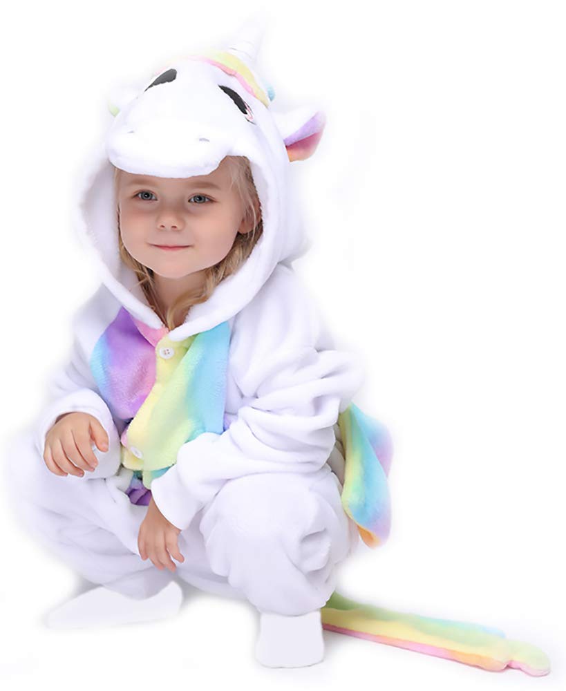 Easuit Rainbow Unicorn Costume Animal Pajamas Halloween Cosplay for Kids 8-10 EA-Unicorn14 C-rainbow Unicorn