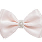 0-12 Newborn Baby Baptism Pearl Headband With Bow In White Christening Headband With Satin Bow, Pearl Rhinestone Band (Light Pin