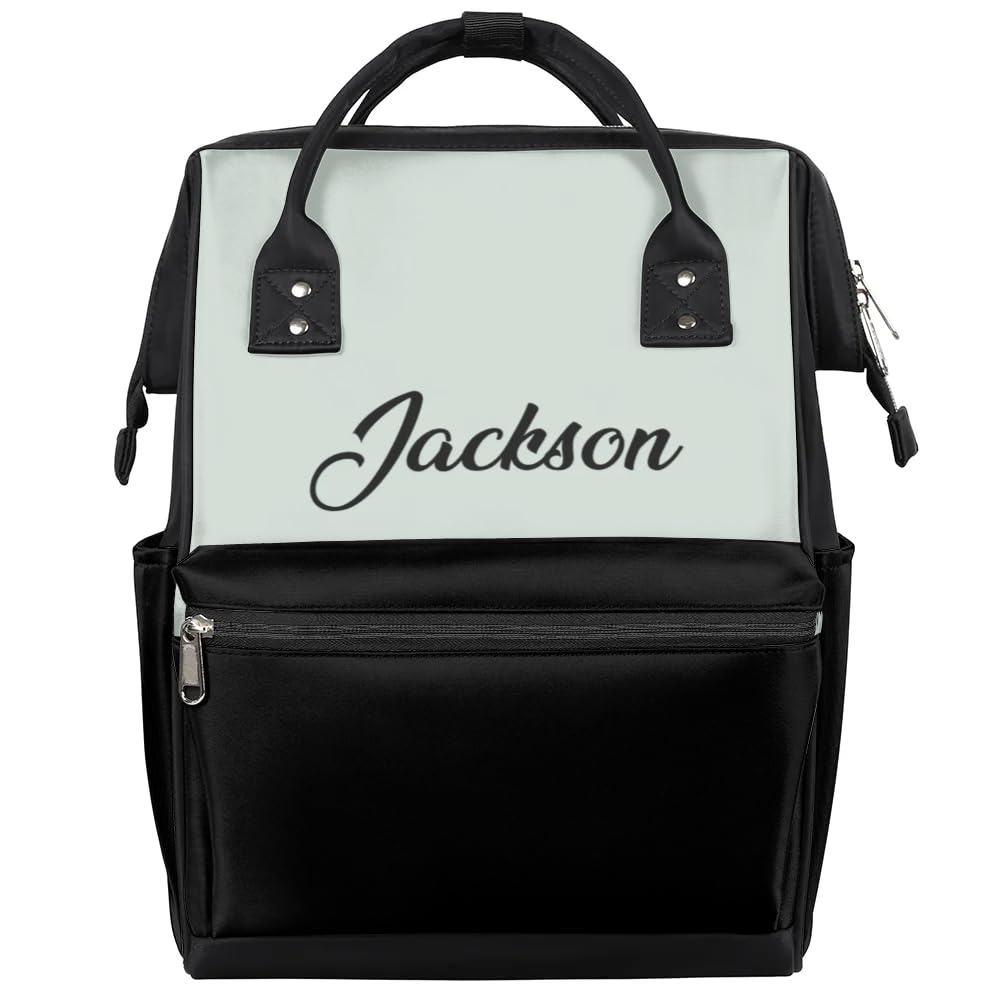 Personalized Baby Boys Diaper Backpack Waterproof Nappy Backpack for Mom Dad Stroller Nappy Bag 11x7x15.7 inches Light Green