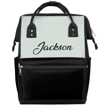 Personalized Baby Boys Diaper Backpack Waterproof Nappy Backpack for Mom Dad Stroller Nappy Bag 11x7x15.7 inches Light Green