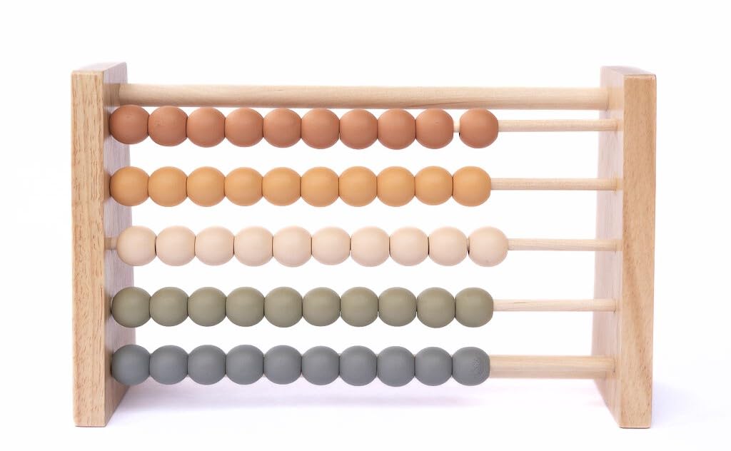 Brooklyn Neutral Boho Abacus - STEM Toy- Boho Nursery Decor and Playroom Decor- Math Toddler Toy with Beads- Montessori Toys - A