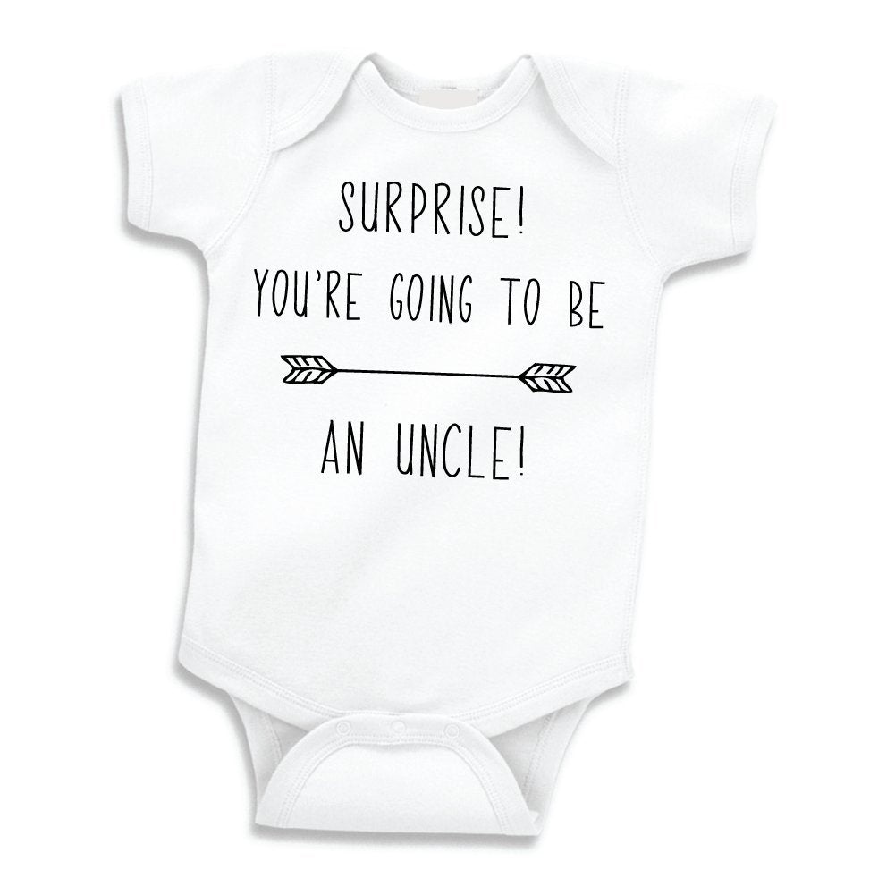 Bump And Beyond Designs Surprise Pregnancy Announcement Gift To Uncle, Hello Uncle Shirt (0-3 Months, White)
