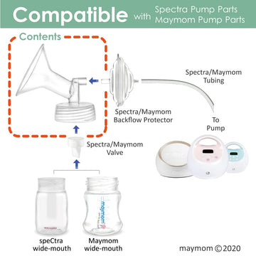 Maymom 18Mm Wide Neck Pump Part Compatible With Spectra S1/S2 Pumps; Incl Wide Mouth Flange; Not Original Spectra Flange; Replac