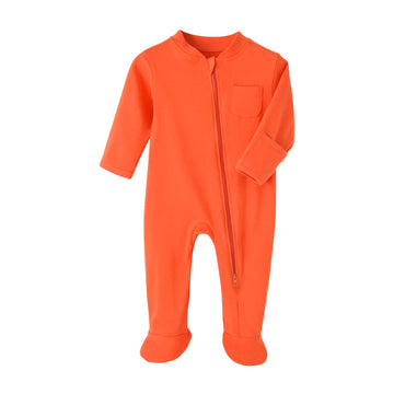 Baby Boys Sleep And Play Orange 12 Months Baby Cotton Sleeper Zip Front Footed Pajamas Orange 9-12 Months