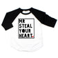 Bump And Beyond Designs Boys Valentine'S Day Shirt, Mr. Steal Your Heart (Black 3T)