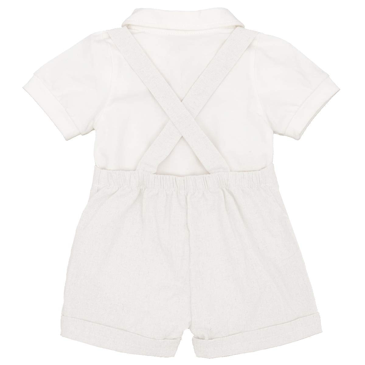 Baby Boys Formal Suit Gentleman Bowtie + Summer Short Sleeve Romper + Suspenders Shorts Button Bib Pants Wedding Tuxedo Outfits