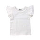Mubineo Toddler Baby Girl Basic Plain Ruffle Sleeve Cotton T Shirts Tops Tee Clothes (White, 4-5T)