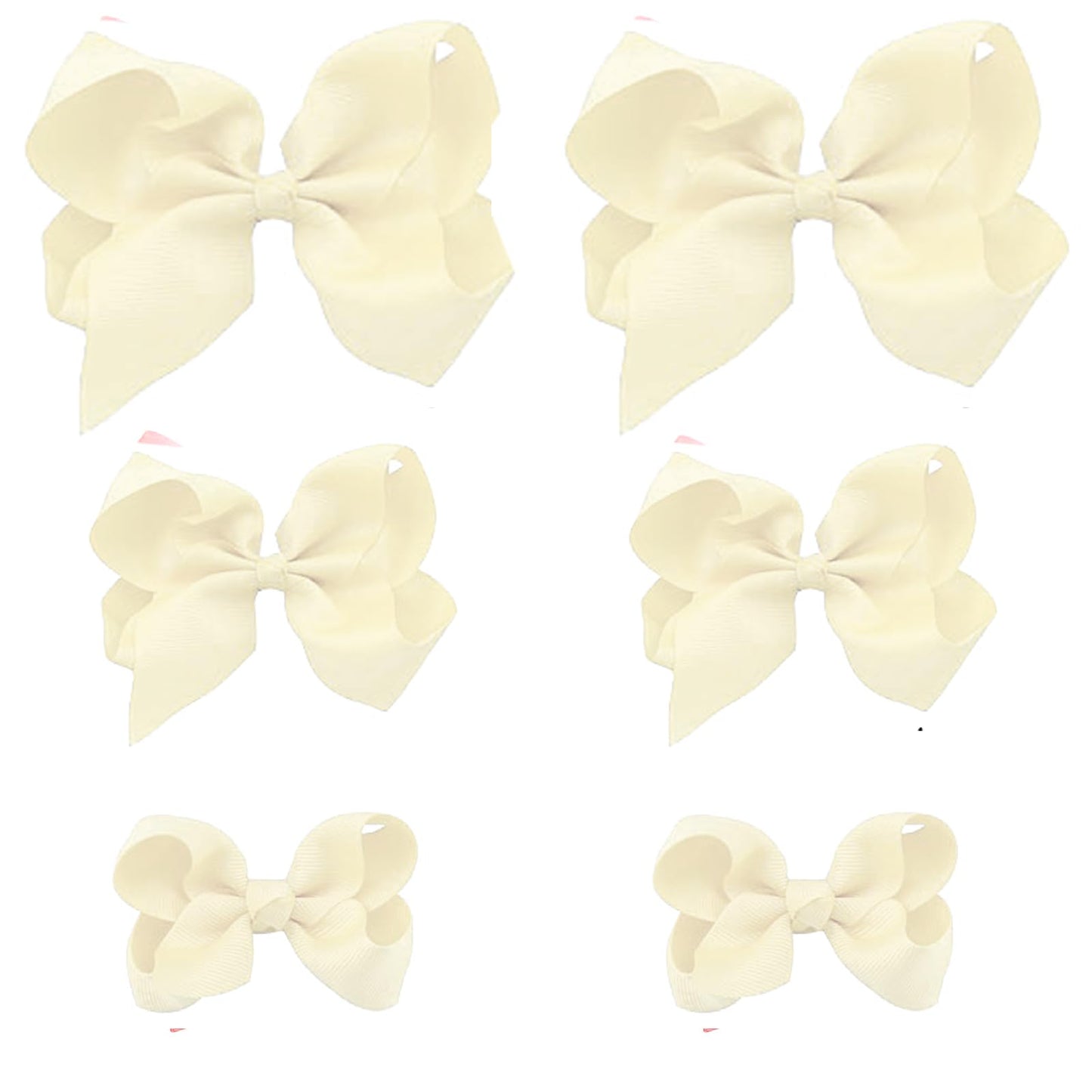 Ivory Bows For Girls,6Pcs Hand-Made Grosgrain Ribbon Hair Bows Alligator Clips Hair Accessories For Little Teen Toddler Girls Ki