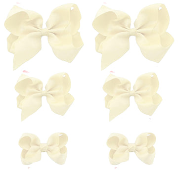 Ivory Bows For Girls,6Pcs Hand-Made Grosgrain Ribbon Hair Bows Alligator Clips Hair Accessories For Little Teen Toddler Girls Ki