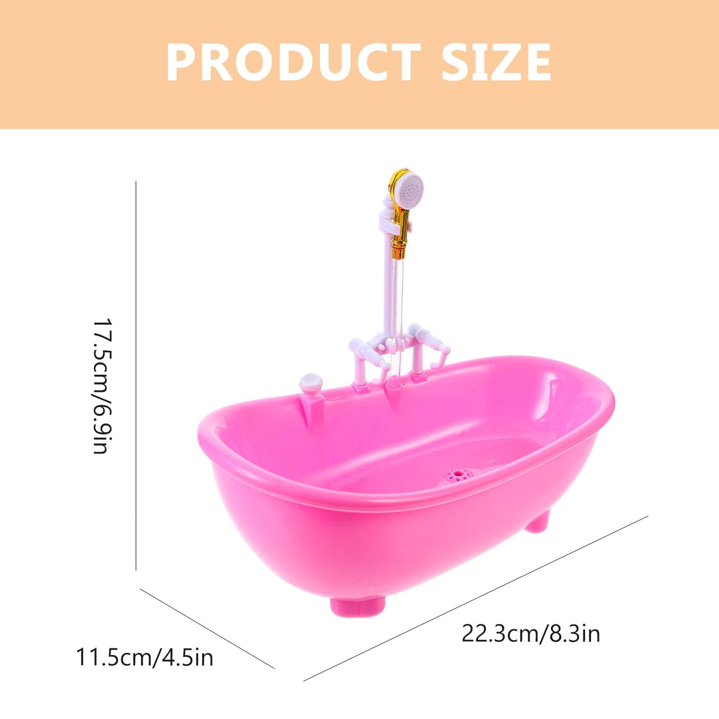 Toyvian Toy Bathtub for Dolls, Baby Doll Real Working Bath Set Electric Bathtub with Shower and Faucet Pretend Play Toy Play Wat