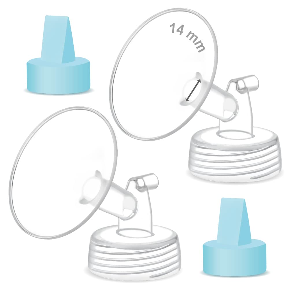 Maymom Pump Part Compatible with Spectra Ameda Luna Pumps, Incl Wide-Mouth 14mm Flange Blue Duckbill Valve; Not Original Spectra