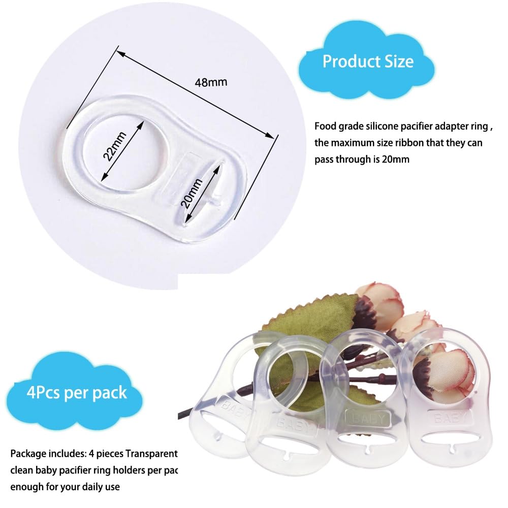 4Pcs Pacifier Adapter Rings Transparent Silicone Rings For Pacifier Clip Button Soother Pacifiers Dummy Holder Newborn Gift Safe