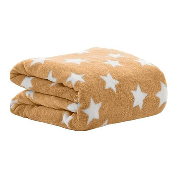 D BABY HOME Soft Fleece Baby Blanket Beige | Newborn Swaddle Wrap 10075 cm | Star Print, Ultra Cozy, Lightweight & Breathable | 