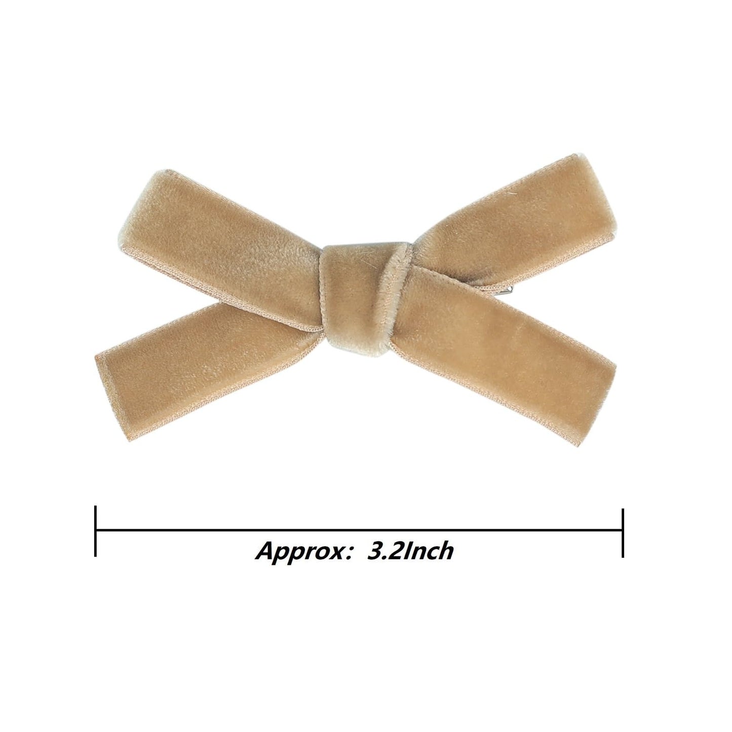 Cute 3.2' Light Brown Assorted Velvet Bow Hair Clips For Baby Girls, Toddlers, Kids, And Teens - 2 Pack
