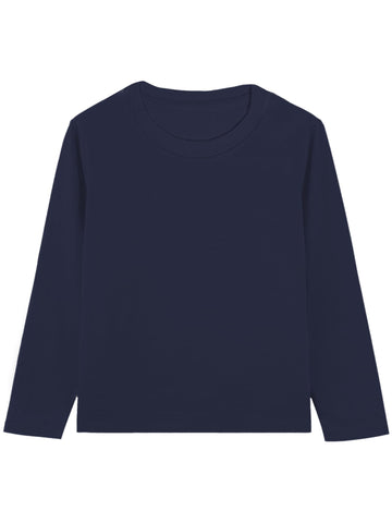 Toddler Boys Long Sleeve T-Shirts Cotton Crewneck Tees Soft Basic Solid Color Layering Warm T-Shirt Top, Tagless Neckline Dark B
