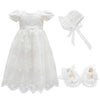 Glamulice Baby Girls Flower Christening Baptism Dress Formal Party Special Occasion Dresses For Toddler Light Ivory White 3-6 Ne