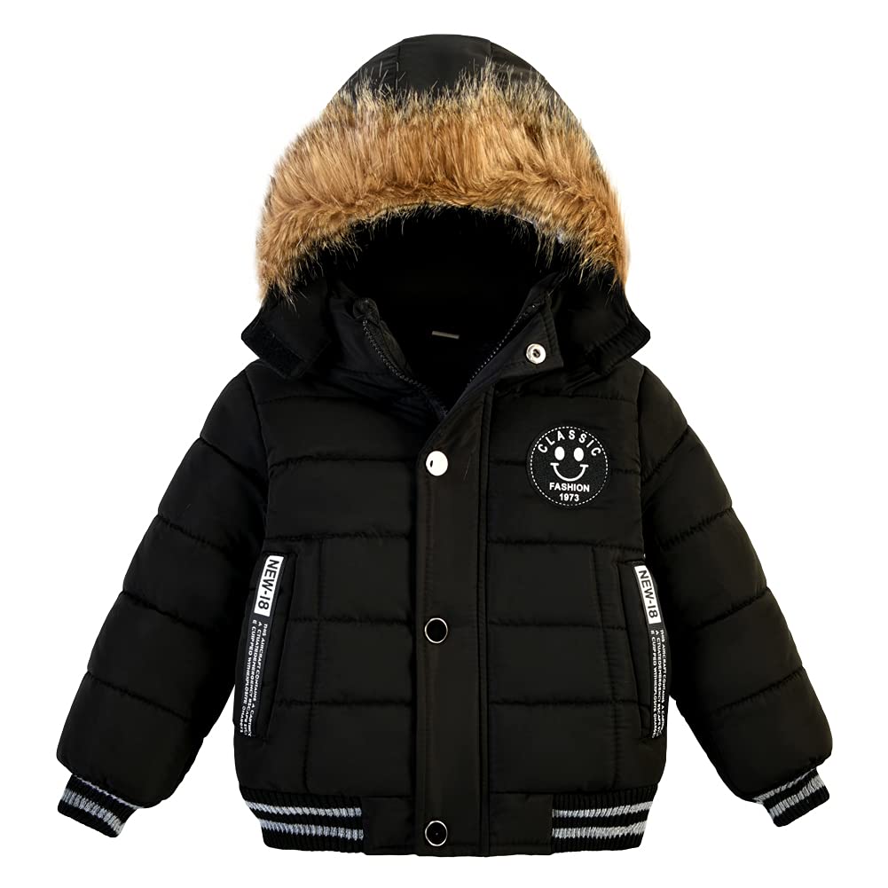 Toddler Boys Down Jacket Fur Collar Hood Thick Warm Winter Snowsuit Coat Parka 4-5T