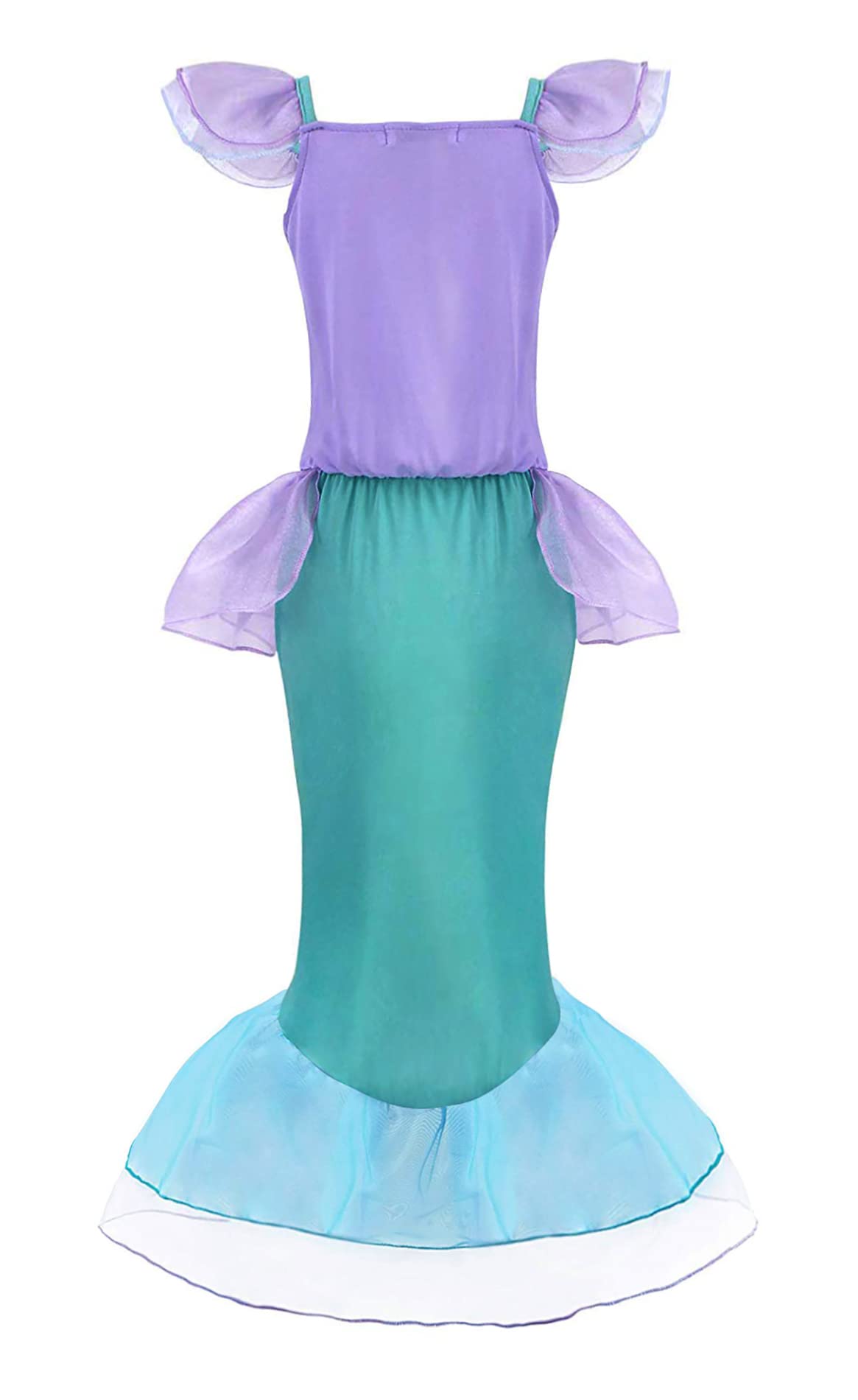 Ruuyiicoco Princess Mermaid Costume For Girls Party Dress Up With Wig Crown Jewelry (6-7 Years, Purple)