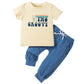 Pudcoco Toddler Baby Boys Birthday Outfit Two Groovy T-Shirt And Long Pants Set Summer 2 Years Old Birthday Clothes 2-3 Years