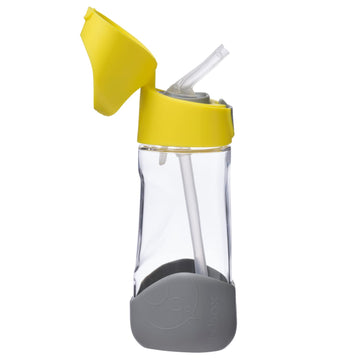 B.Box 15Oz Tritan Straw Bottle | Modern Water Bottle With Flip Straw For Toddlers & Kids | Spill Proof, Bpa Free (Lemon Sherbet,