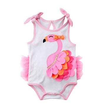 Farrubbyine8 Newborn Baby Girls Flamingo Romper Adjustable Shoulder Strap Bodysuit Outfit Clothes (12-18 Months, A)