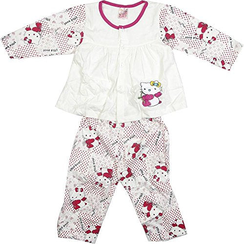 CAMEY Kids Nightwear Girls Printed Cotton (CA00F1PINkitty) (36 Months) White