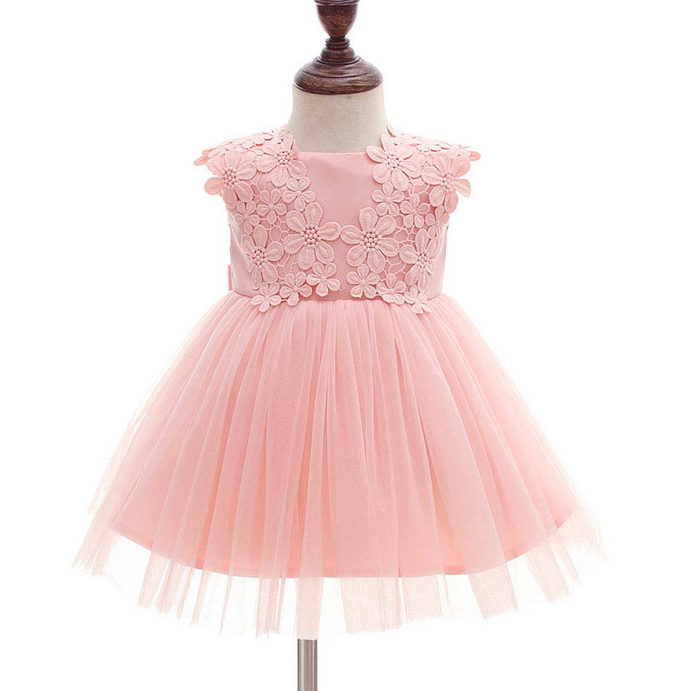Baby Girl Dress Christening Baptism Gowns Flower Girl Dress Pink 6M