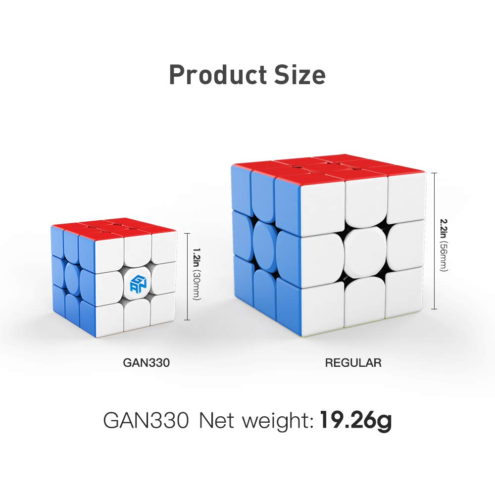 GAN 330 Cube Key Ring 3x3 Speed Keychains Gan Mini Cube Toys Gift 1.2 Inch (Standard Version)