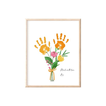 Poranlem Baby Handprint Craft Art DIY Floral Bouquet Kids Birthday Activity Children Keepsake Wall Art Print Flowers Painting Gi