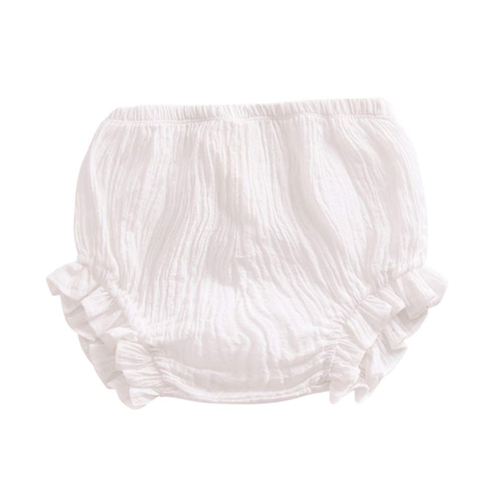 Newborn Toddler Baby Girls Kids Cotton Linen Bloomer Shorts Diaper Cover (White, 2-3 T)